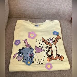 Disney Pooh bear and friends 3d crochet flower tee